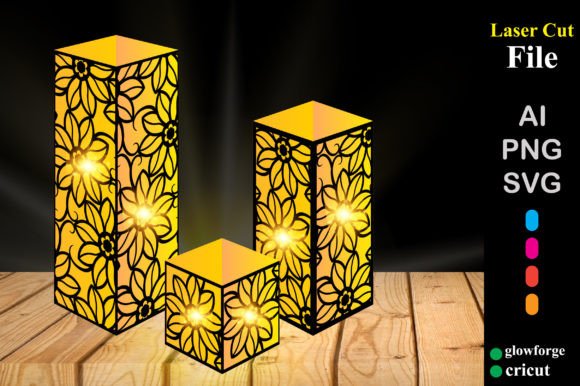 3 Style Floral Lantern Paper Cut 3D SVG