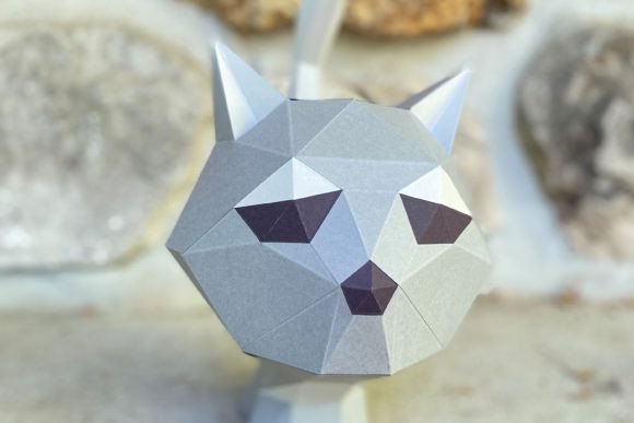 3D SVG Baby Cat Paper Sculpture