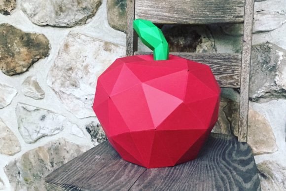 Apple Paper Sculpture 3D SVG Objects