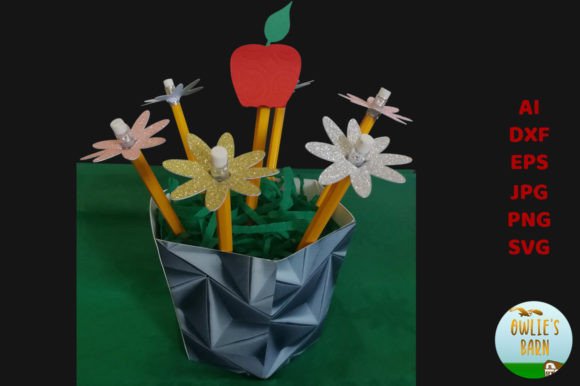 Back to School Flower Pot 3D SVG Paper Flowers