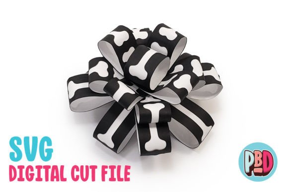 Black White Bone Gift Bow 3D SVG Shapes