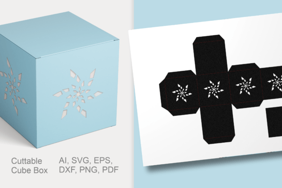Broken Star Cube Gift Box Template SVG