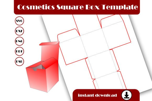 Cosmetics Square Box Template, Cube Box