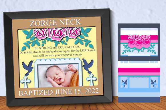 Customizable Baptism Gift Shadow Box 3D SVG
