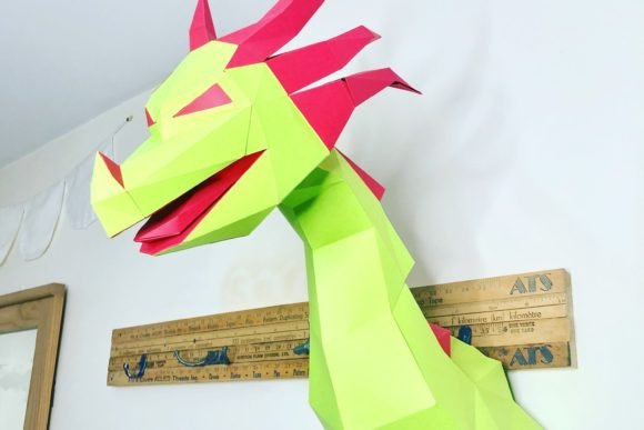 Dragon Head and Neck Paper Sculpture 3D SVG
