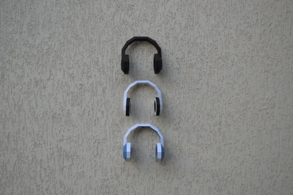 Headphones Paper Sculpture 3D SVG Objects