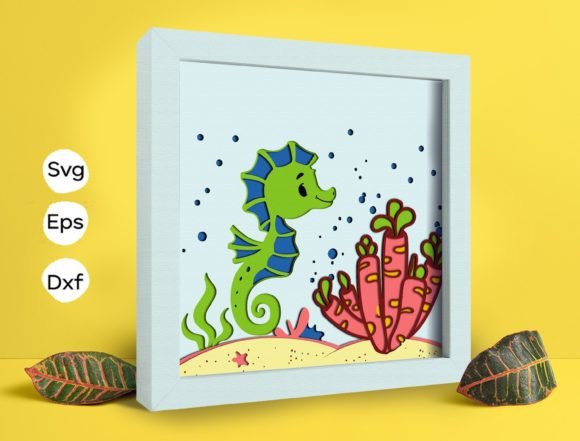 Hippocampus Papercut Light Box 3D SVG