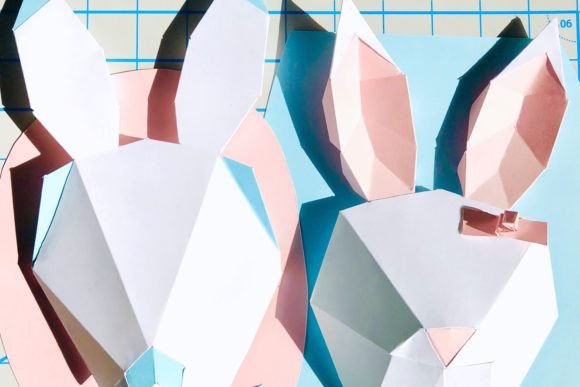 Mr Mrs Bunny Paper Sculpture 3D SVG