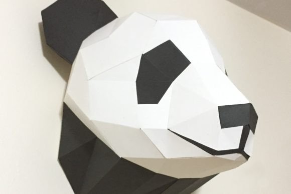 Panda Head Paper Sculpture