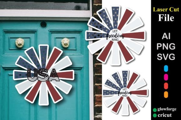 Paper Cut 4th of July Door Hanger 3D SVG Shapes