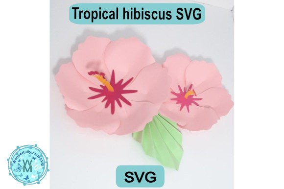 Tropical Hibiscus Flower 3D SVG Paper Flowers