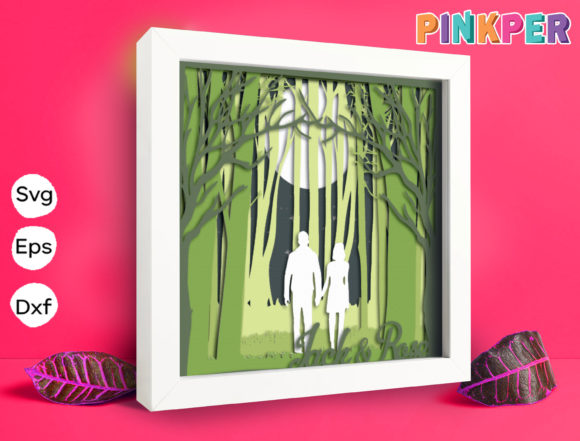 Walking in Forest Paper Cut Light Box