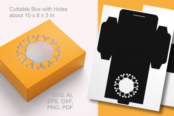 Wide Flourish Window Gift Box Template 3D SVG Shapes